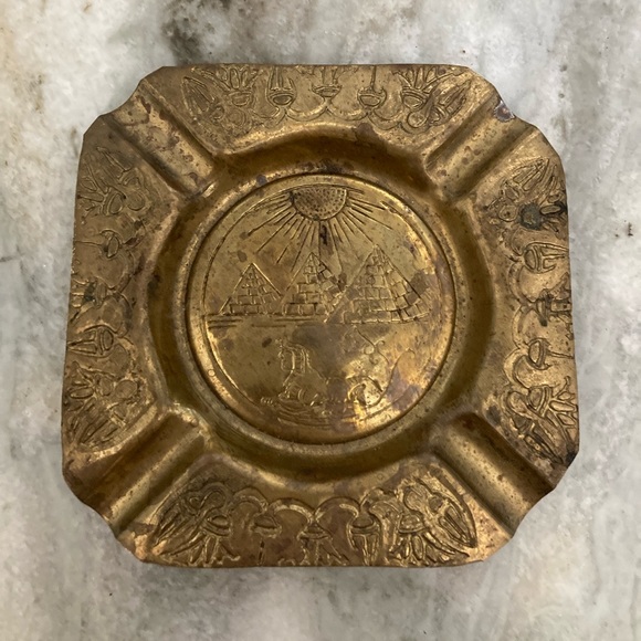 Vintage Other - Antique Brass Ancient Egyptian Engraved Ash Tray